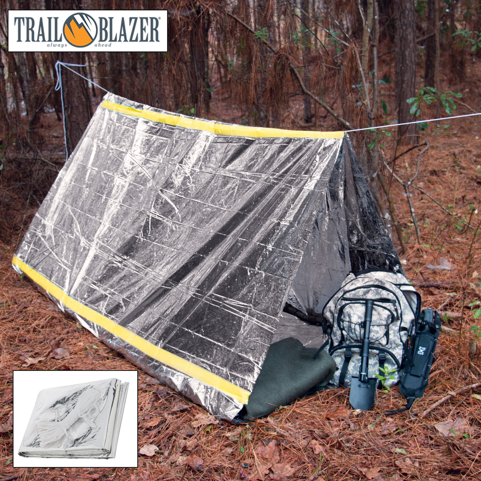 8′ x 5′ Trailblazer Outdoor Emergency Tent Survival Reflective Shelter Camping