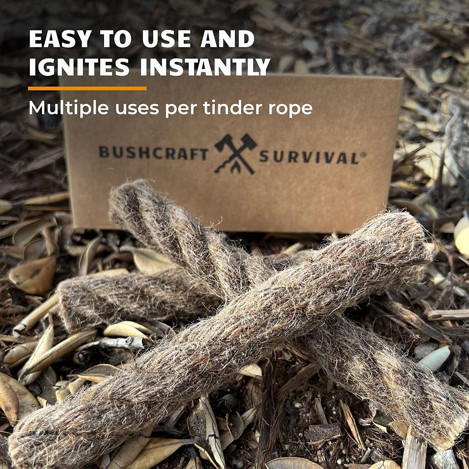Bushcraft Survival 5 Pack Jumbo Fire Starter Jute Tinder Ropes