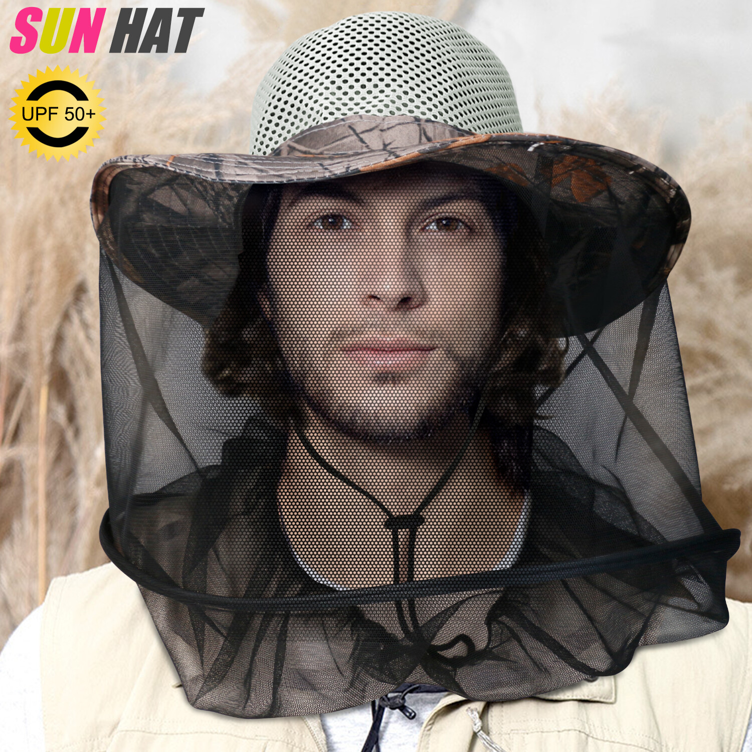 1PCS Anti-Mosquito Bug Bee Insect Head Net Hat Cap Sun Protection Fishing Hiking