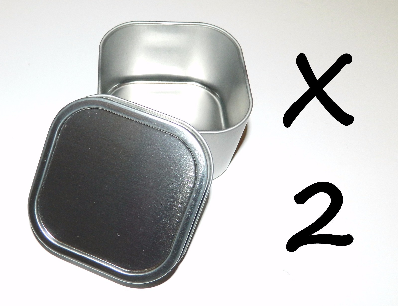 2 X 8-oz Square Slip On Lid Survival Metal Tin Can Container Box Kit Crafts Use