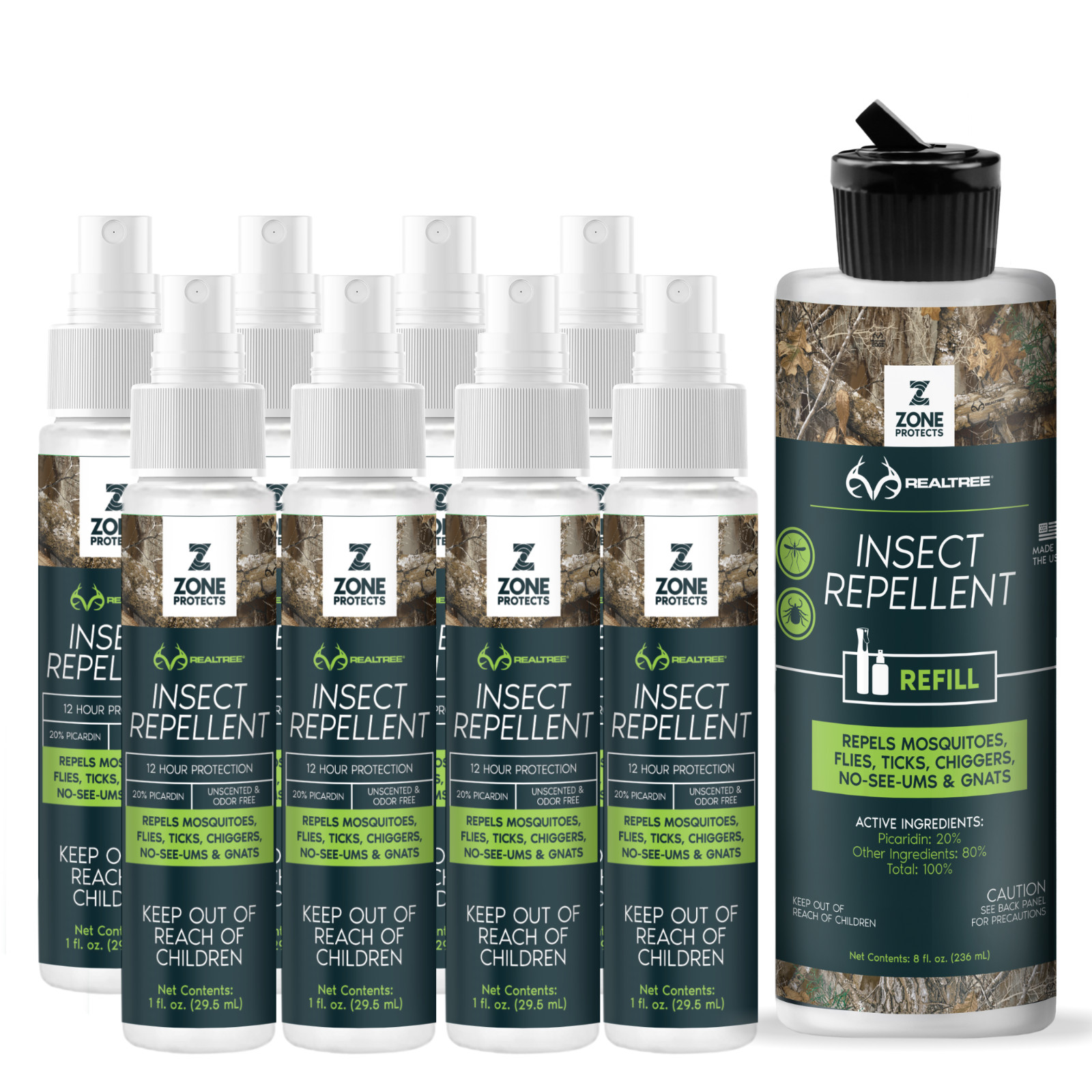 Zone Realtree Insect Repellent Spray, 1oz Case + Refill