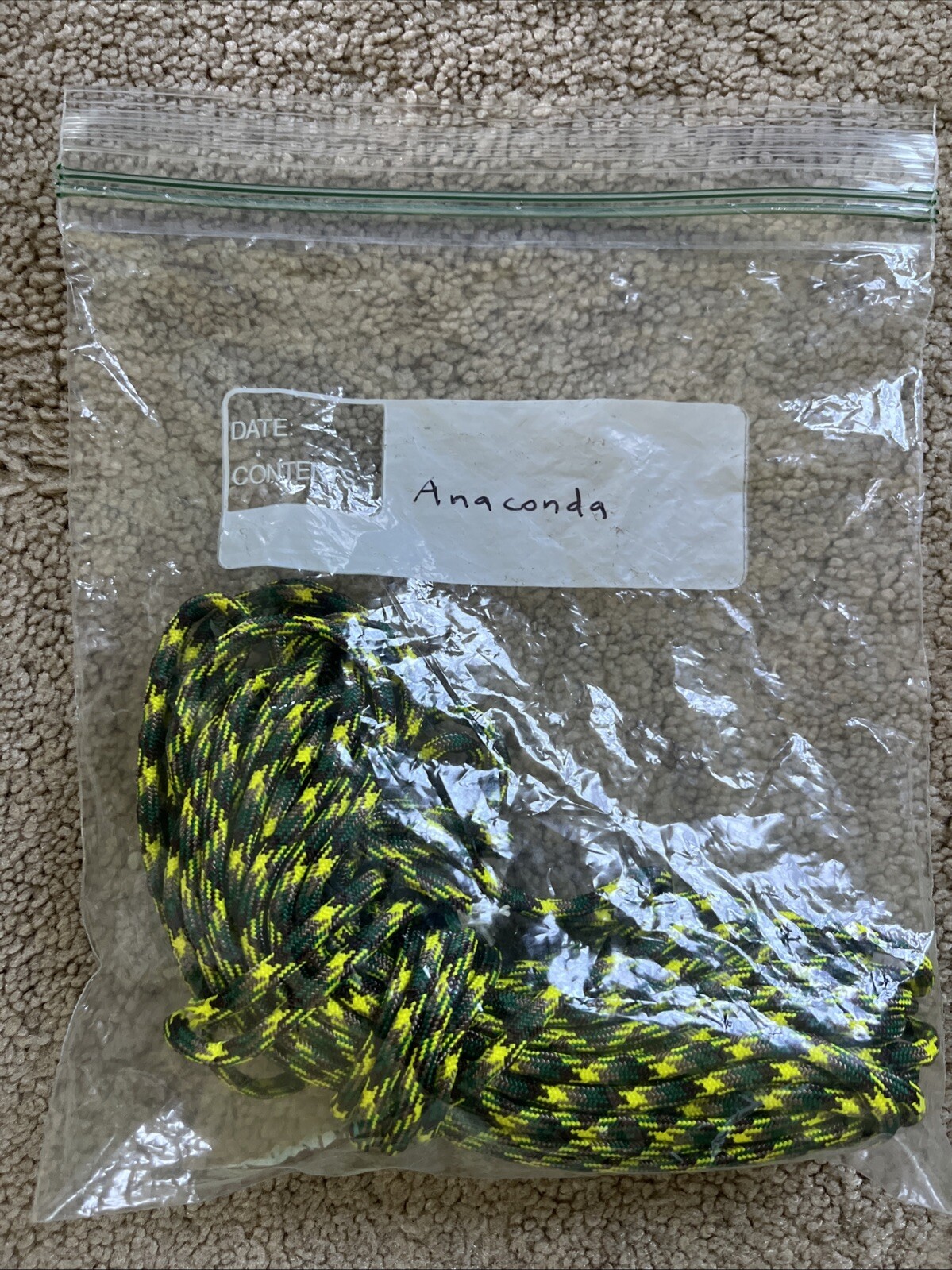 LOT OF 7 YELLOW 550 7 Strand Paracord WHITE BLUE BLACK GRAY PURPLE GREEN USA