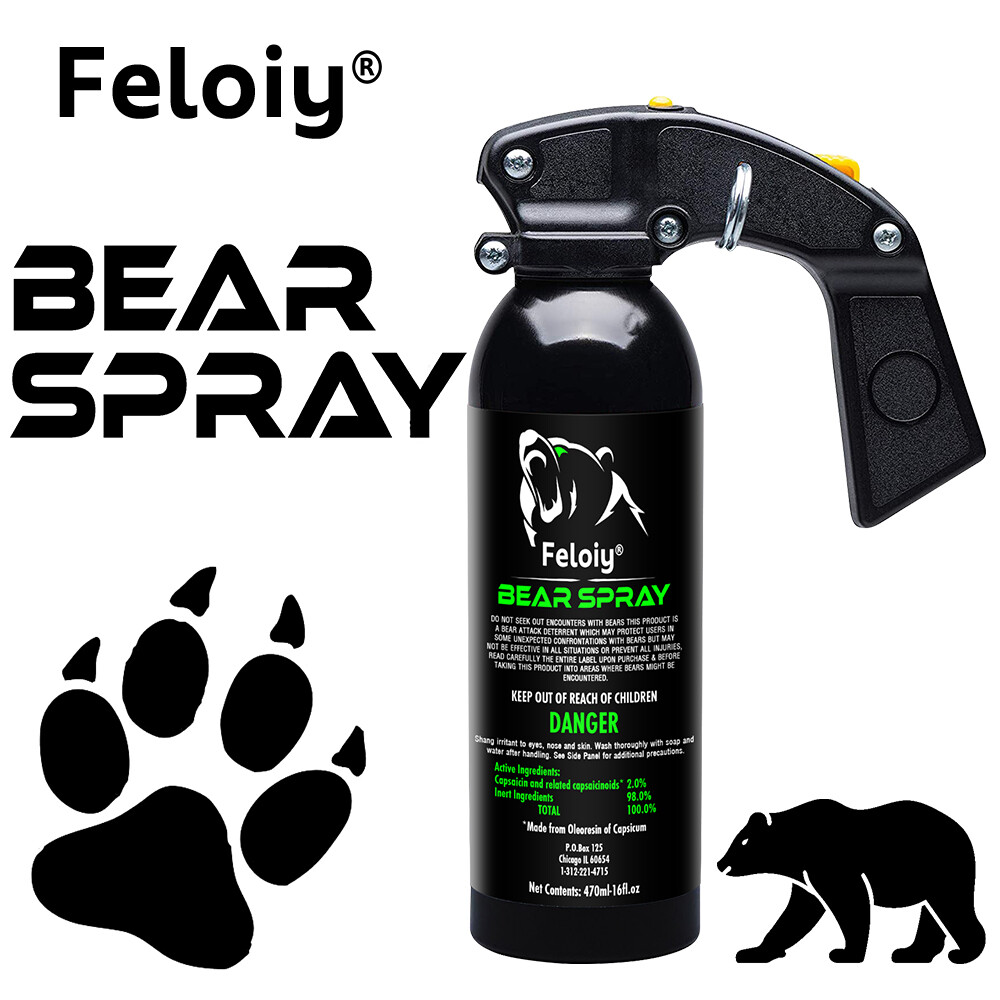 Feloiy 35 Feet BEAR Deterrent Repellent Spray 16 oz GLOW CAP CAMPING HIKING
