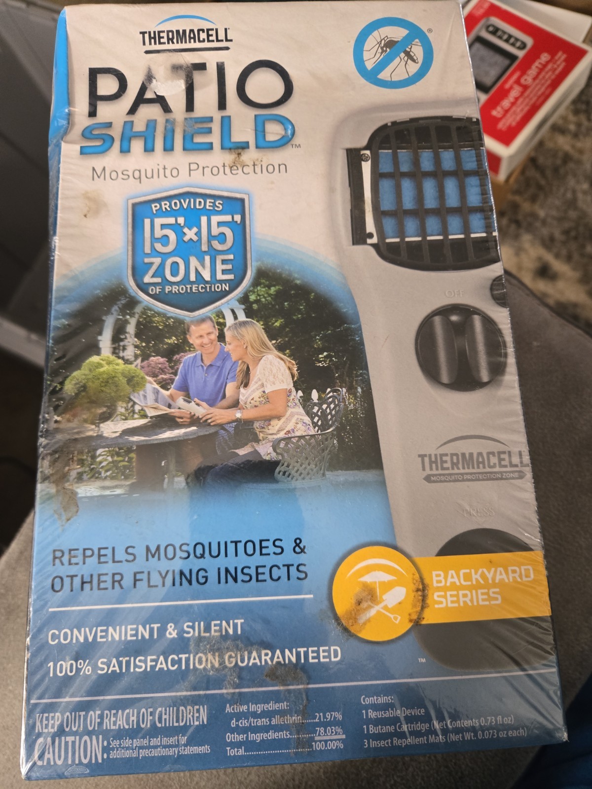 Thermacell Patio Shield Mosquito & Black Fly Repeller Cordless Portable Camping