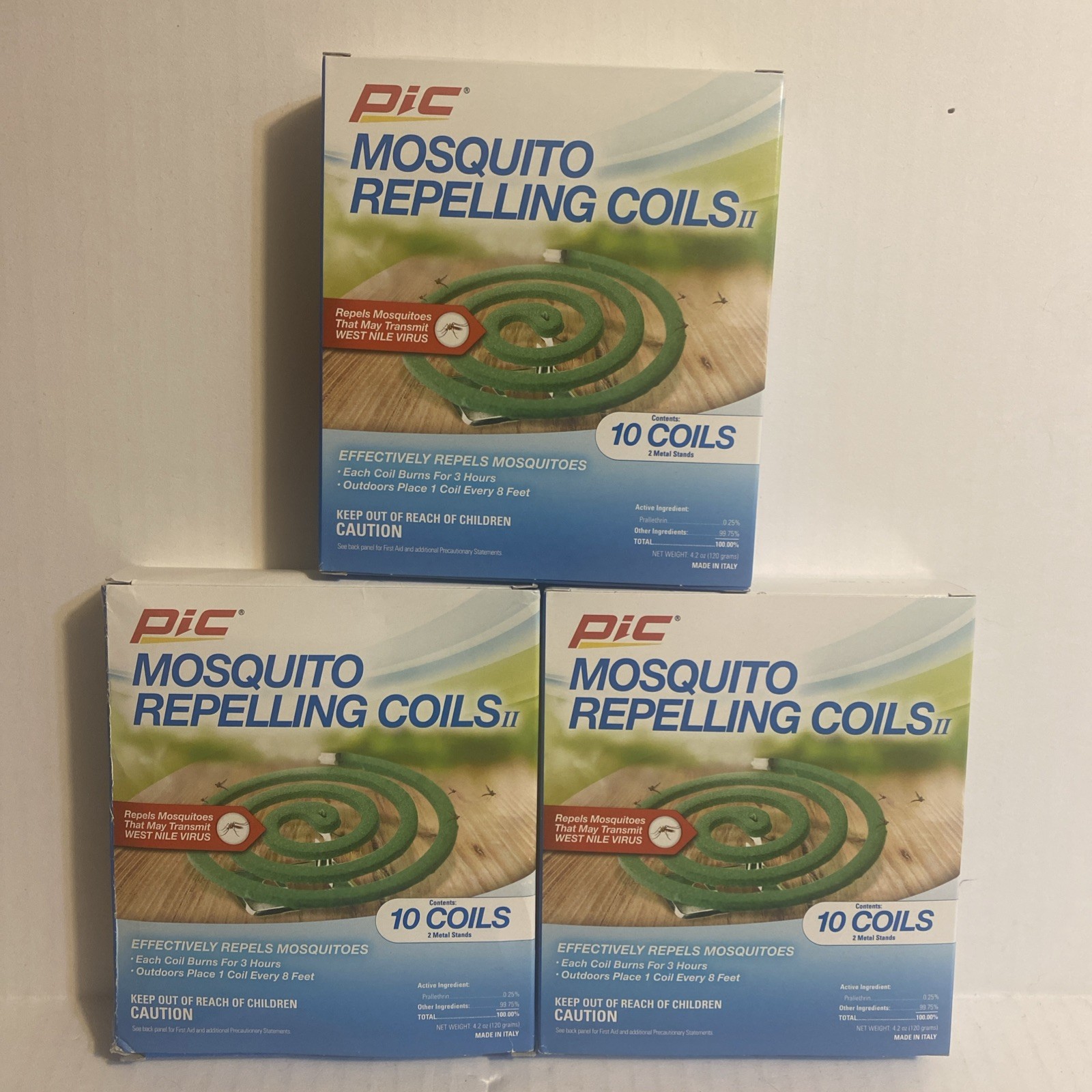 3 Pack Pic Mosquito Repelling Coils. Each Box Contains 10 Coils.