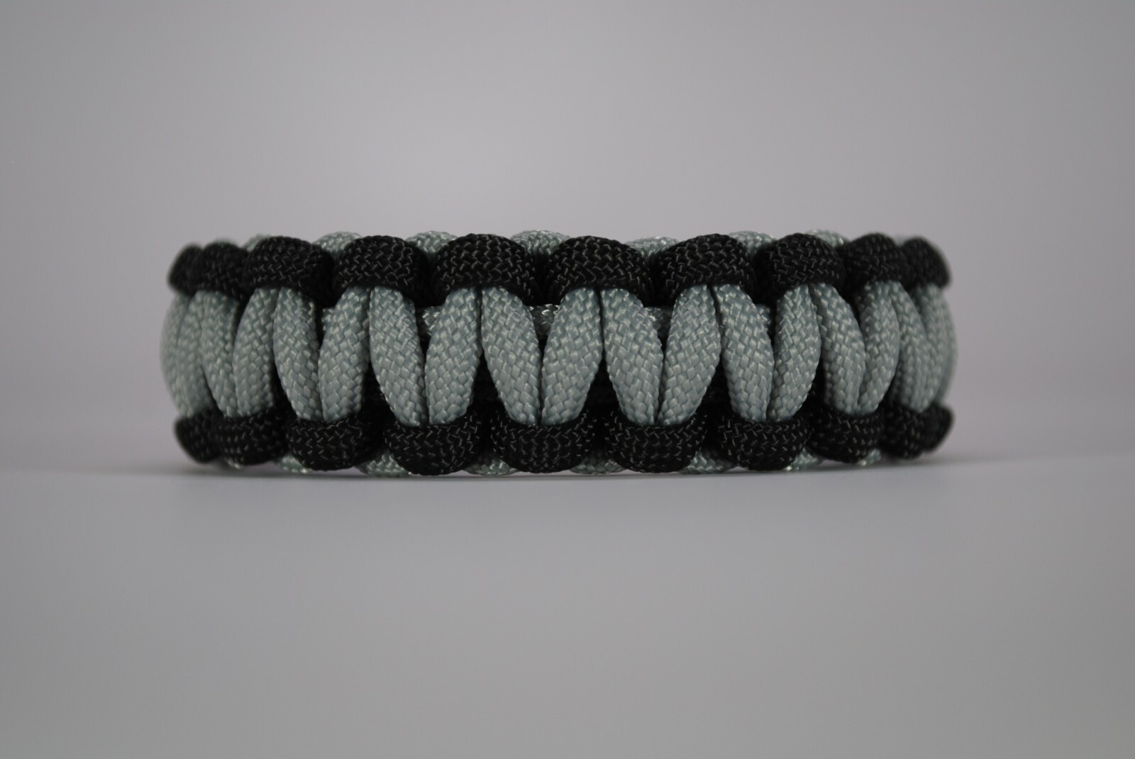 550 Paracord Survival Bracelet Cobra Black/Silver “Made in the USA”