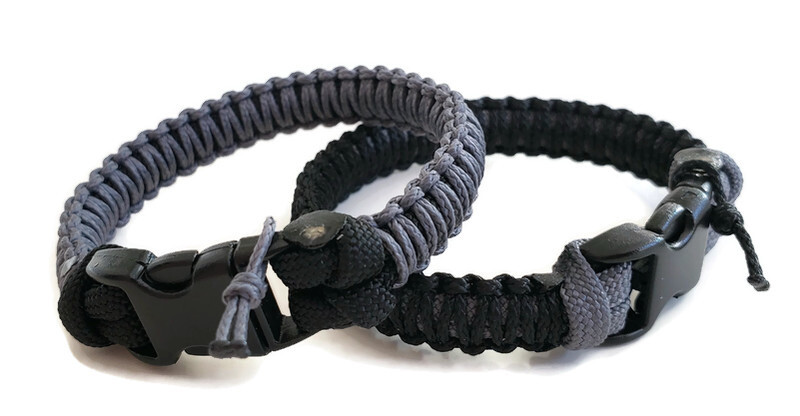 Paracord Bracelet Charcoal Grey/Black – Black/Charcoal Grey, 3/8″ Buckle