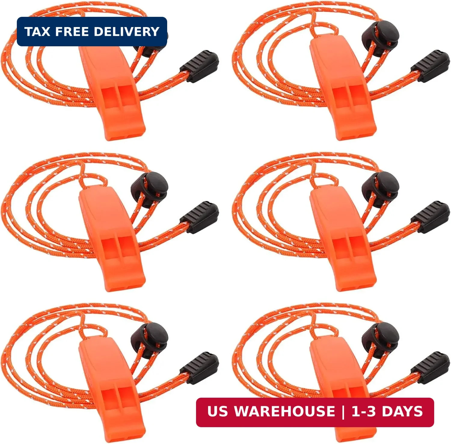 6Pcs Emergency Whistle Survival Whistles Loud Marine Safety Whistle with