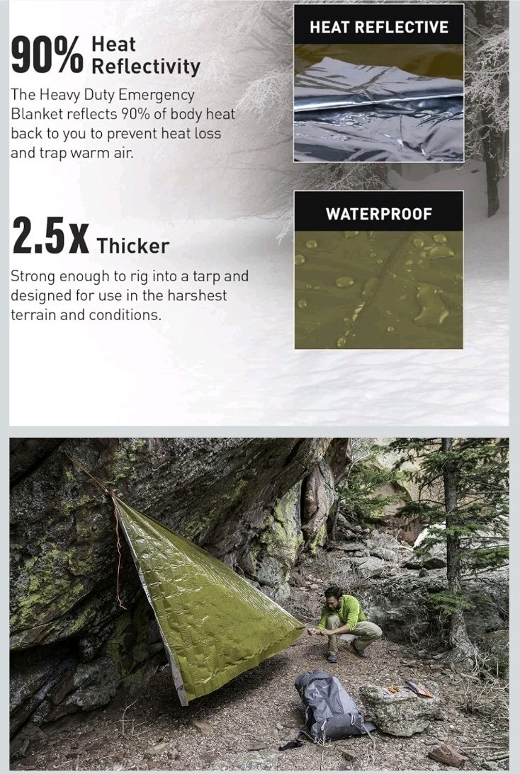 Heavy-Duty Emergency Blanket – XL Waterproof, Windproof, Tear-Resistant 58″x 98″