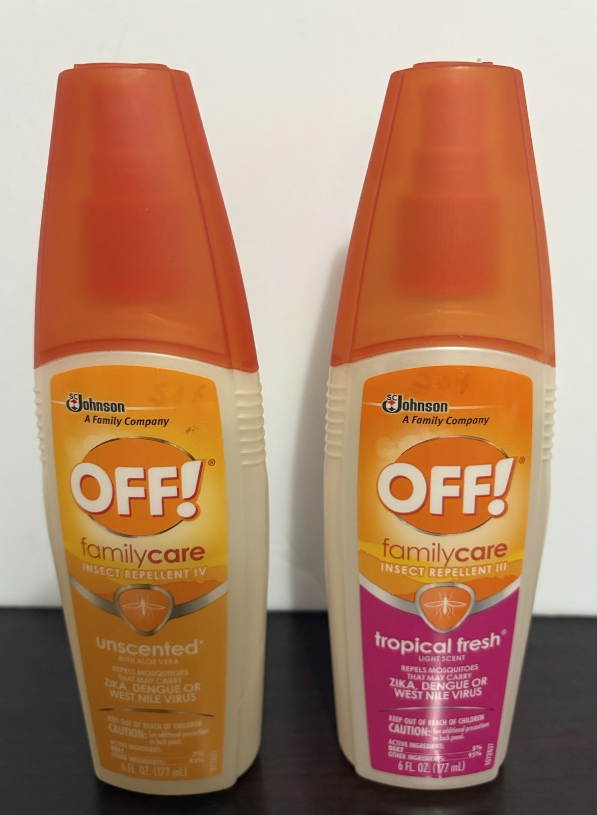 Lot Of 2 Family Care Insect Repellent III IV Unscented & Tropical Fresh 6 Fl Oz