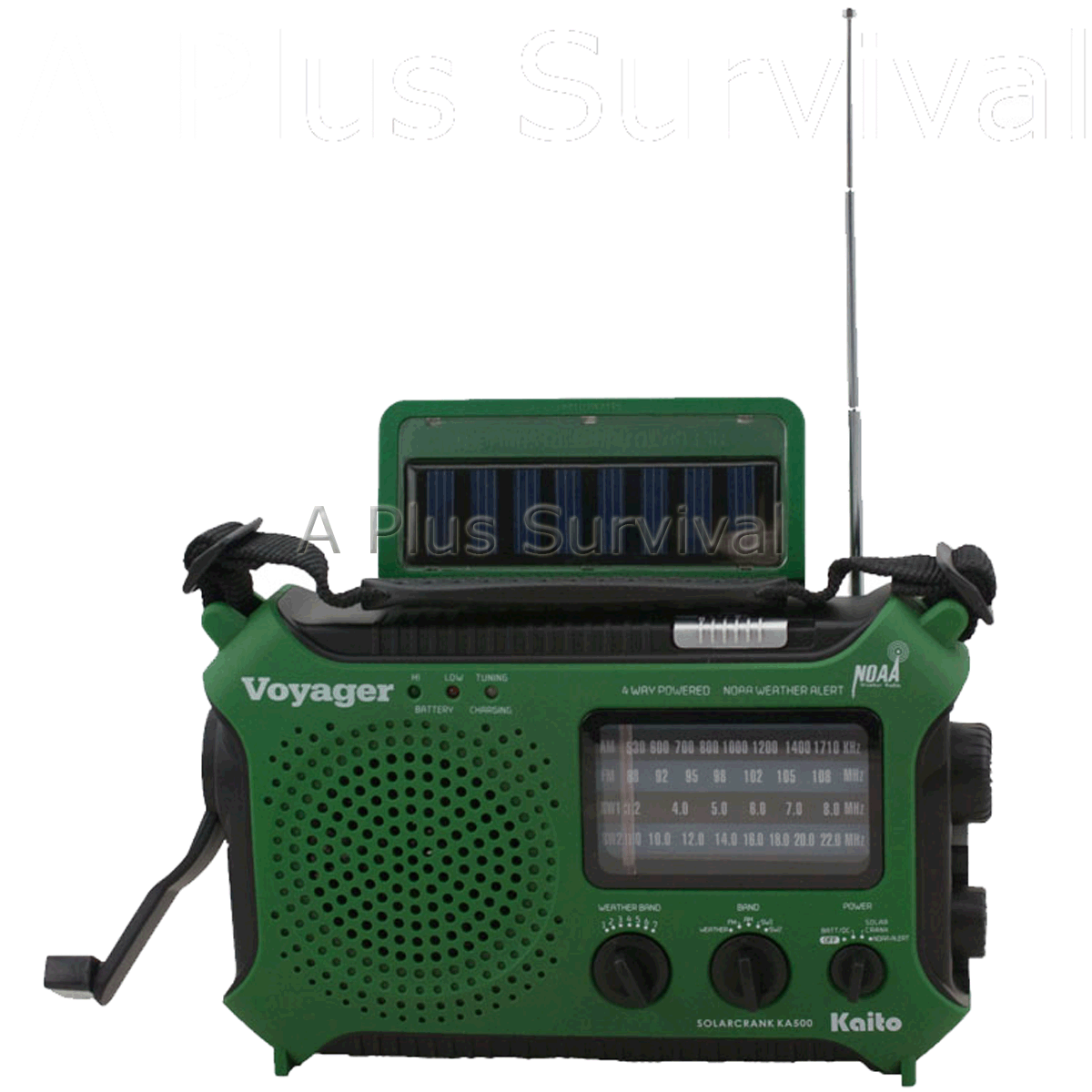 Green Kaito KA500 Voyager Solar Crank Battery Survival Radio AM FM Shortwave