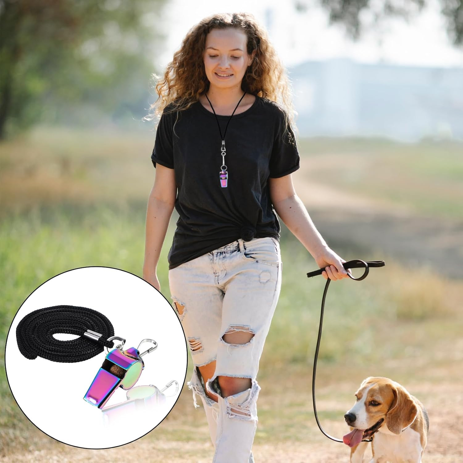 3 Pcs Coach Whistle with Lanyard Stainless Steel Metal Teacher Whistles Colorful
