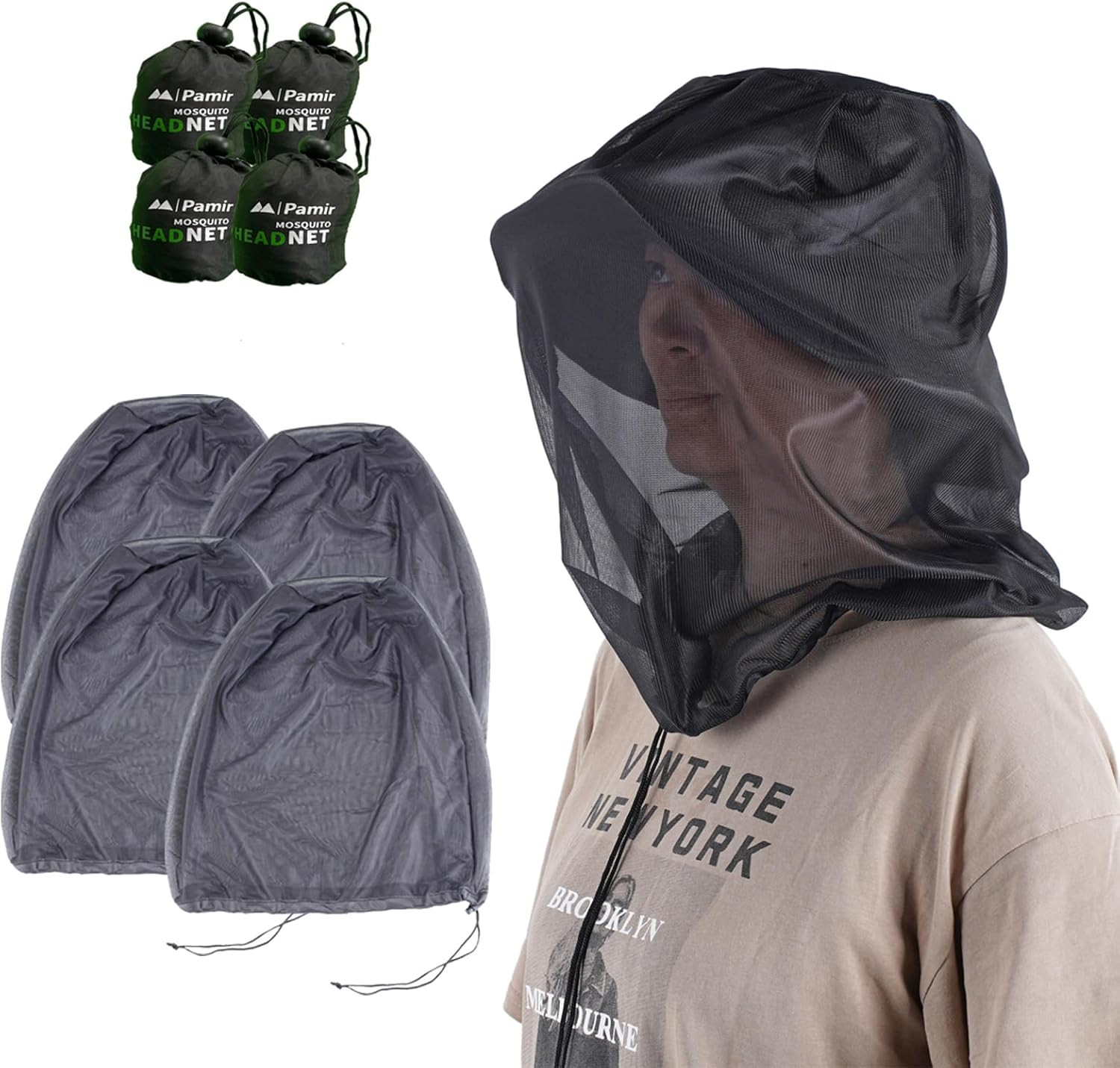 4 Pack Mosquito Head Net Mesh Bug Net for Head – Fits Over Hats Insect Shield…