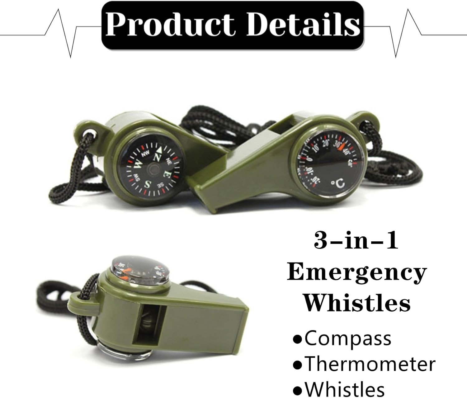3 Pack Very Loud Keychain Whistle for Survival, Sports, Hiking, Outdoor Activity