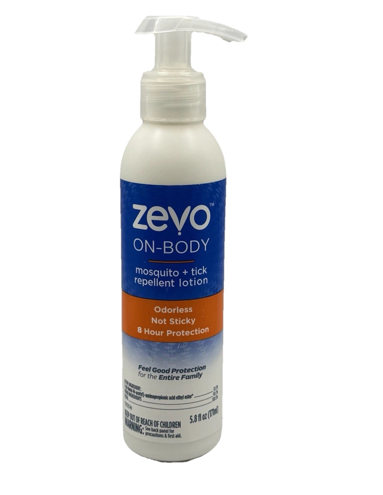 Zevo On-Body 8 Hour Mosquito Insect Tick Repellent Lotion 5.8 Oz
