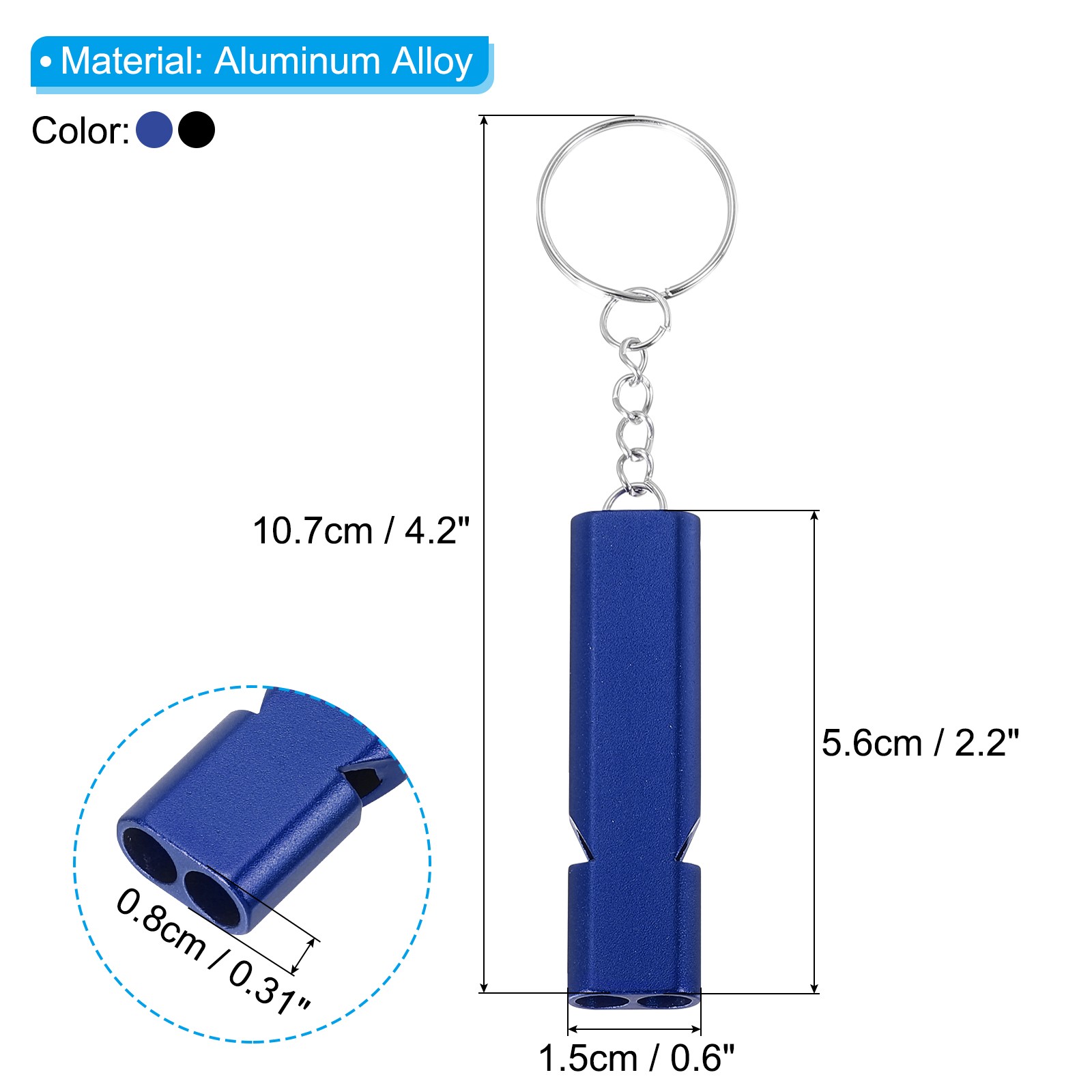 Emergency Whistle, 4pcs Safety Survival Whistle for Hiking, Black, Blue