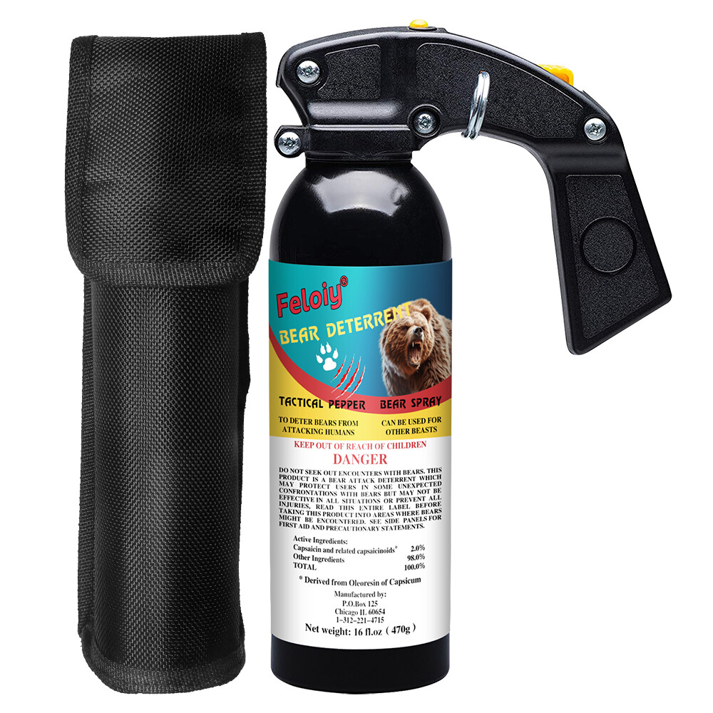 Feloiy 32 Feet BEAR Deterrent Repellent Spray 16 oz Legal Formula w/ Holster
