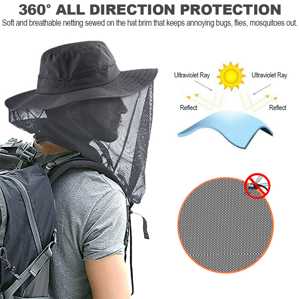 Anti-Mosquito Bee Insect Bug Head Net Hat Sun Protection Mesh Cap For Outdoor