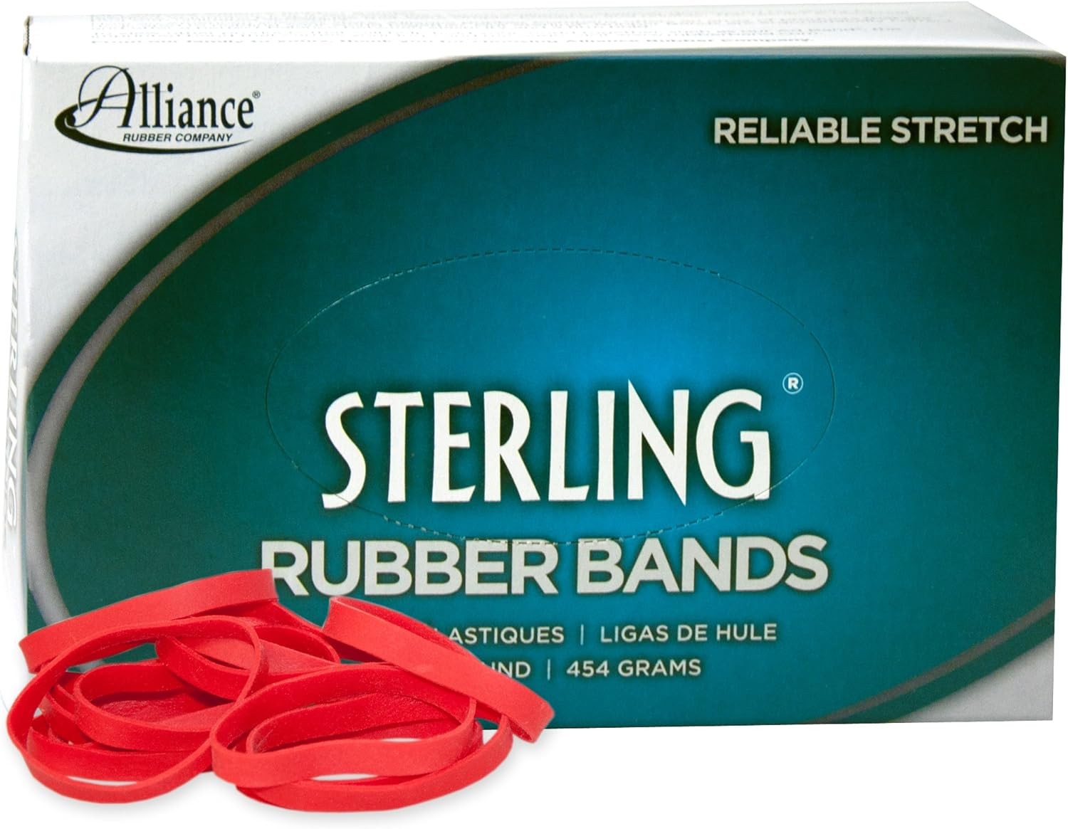 Alliance Rubber 94645 Sterling Bands 1 Pound 3 1/2 x 1/4 Inches, Red