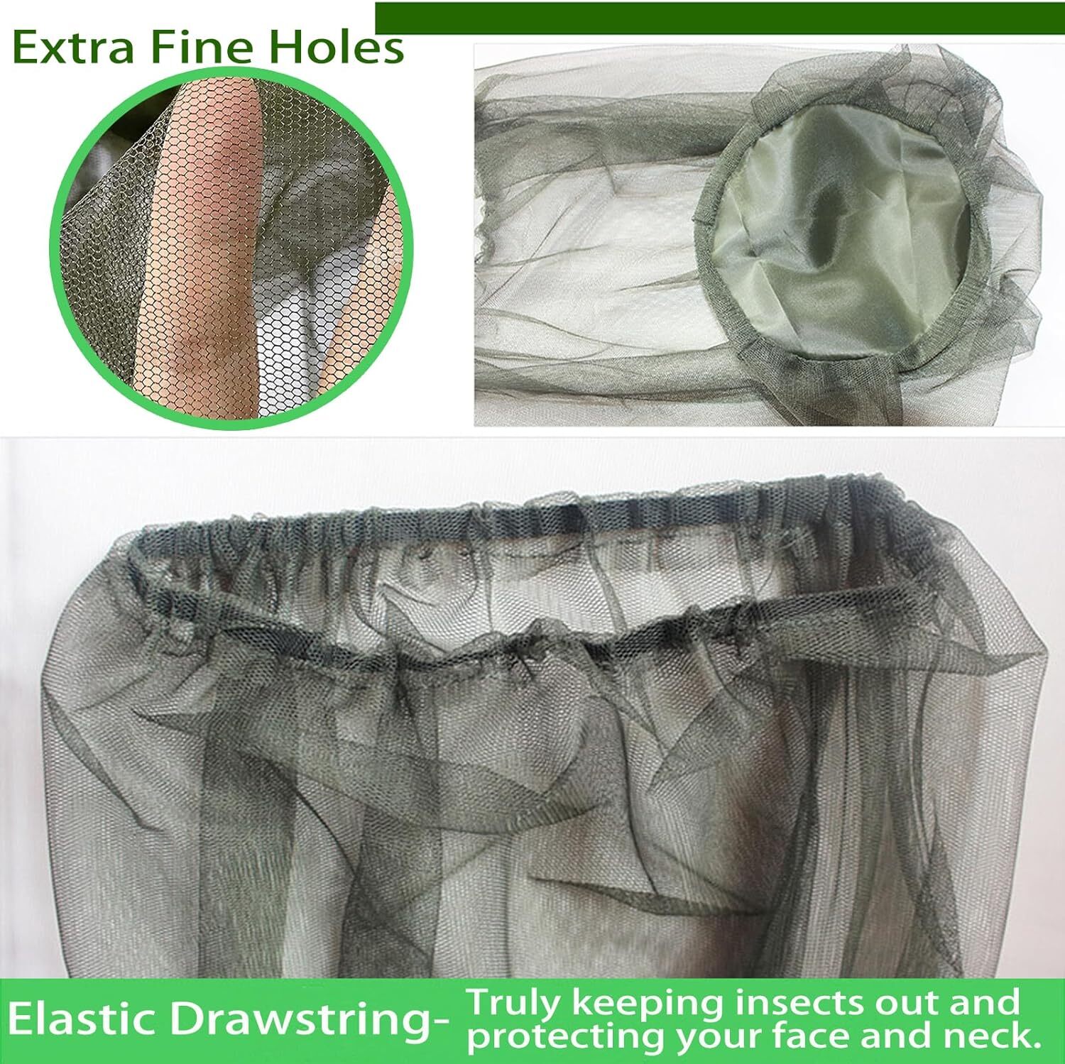 2× Mosquito Net Hat Mesh Insect Protection Face Mask Hiking Fishing Camping USA