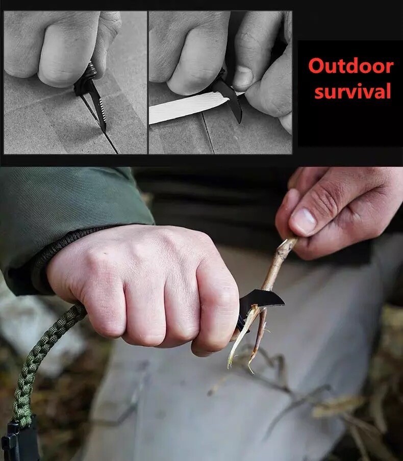 Paracord Survival Hiking Bracelet Fire Starter Compass Whistle, Cut (2pack)