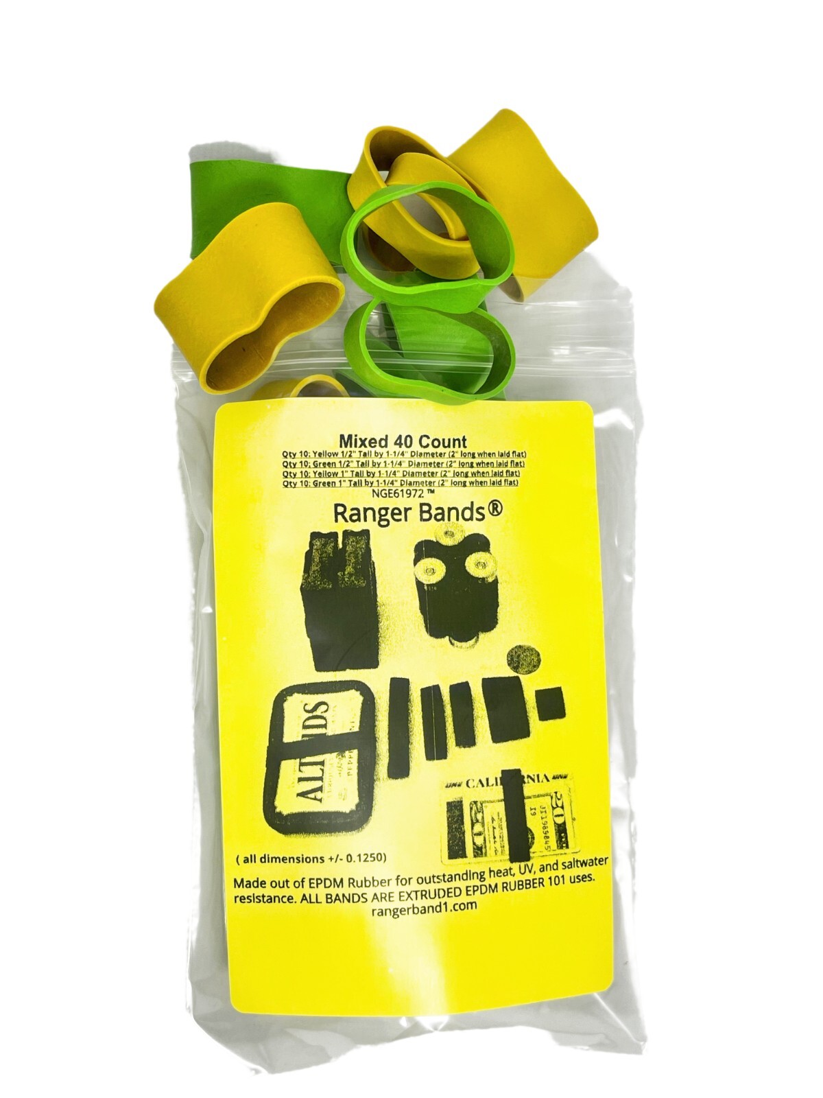 Ranger Bands® Mixed 40 Safety colors EPDM Rubber Tactical Bands Survival USA