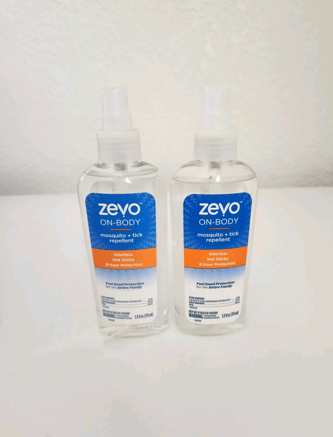 Lot of 2 Zevo On-Body Mosquito Tick Repellent Odorless Not Sticky 8 Hours Prot