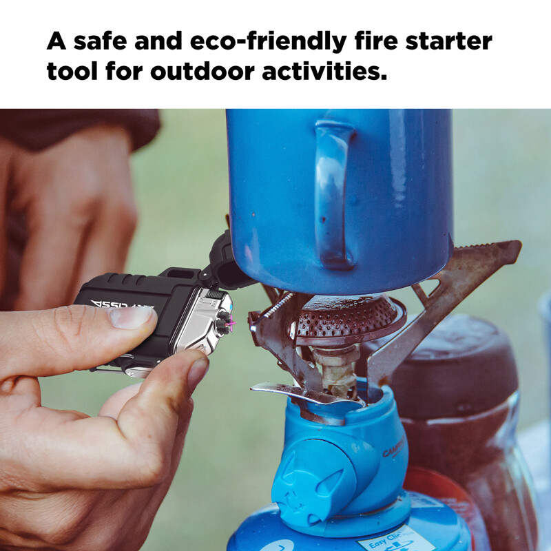 Flissa 2PC Survival Lighter Set Outdoor Windproof Flameless Dual Arc Lighter Set