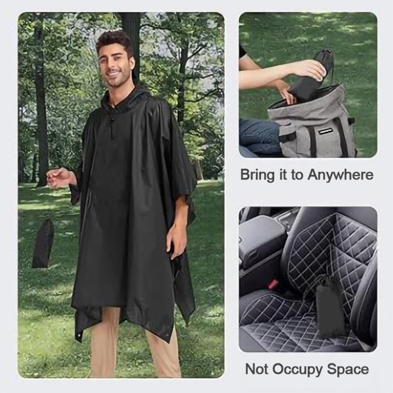 2PK Tactical Rain Poncho Army Military Poncho Shelter Waterproof Ripstop Camping