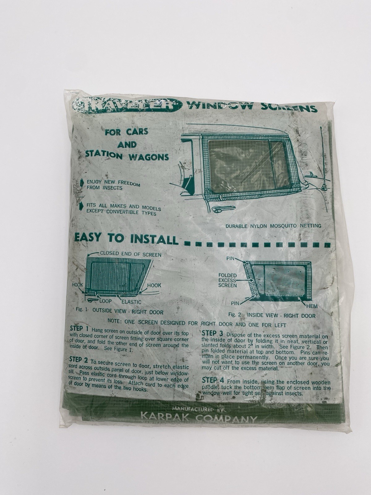 Vintage Traveler Window Screens Cars & Station Wagons Karpack Company 1950s Net