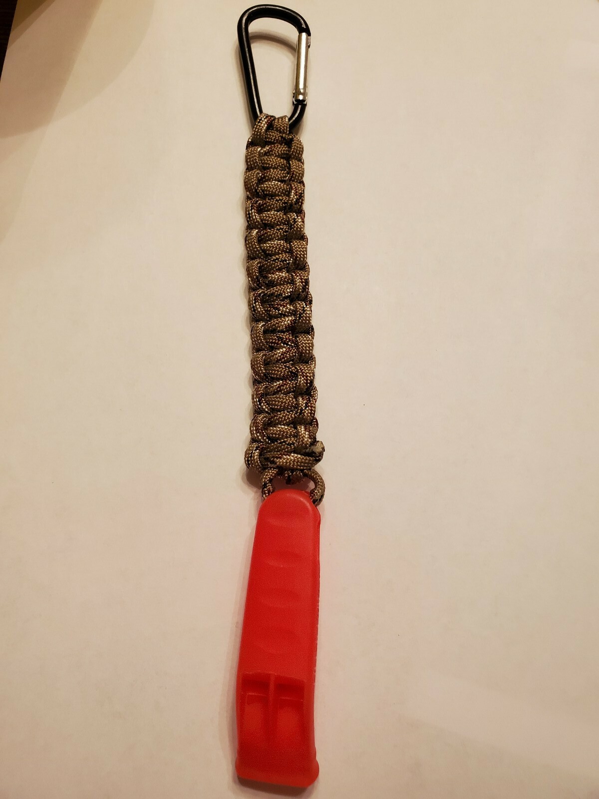 Blaze Orange Flat SAFETY WHISTLE with paracord clip For camping boating fishing