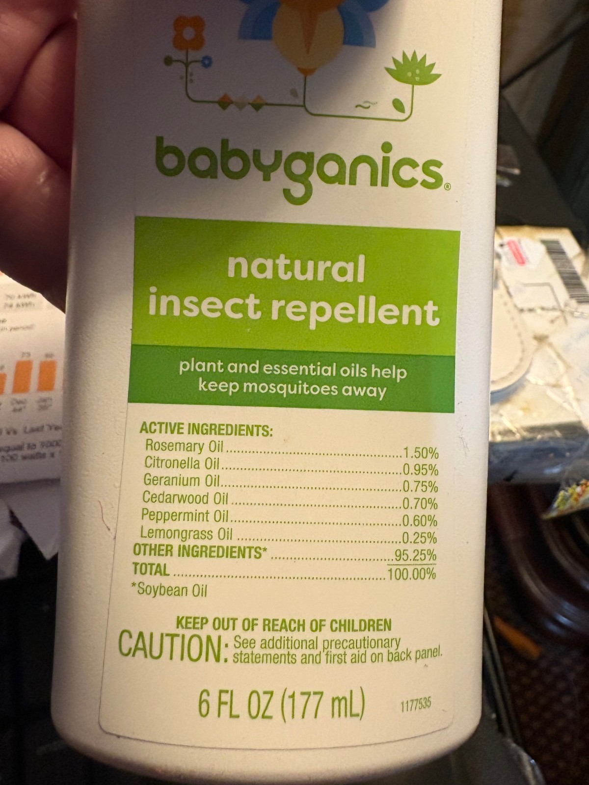 Babyganics Natural Insect Repellent Deet Free Plant and Essential Oils 6 fl Oz