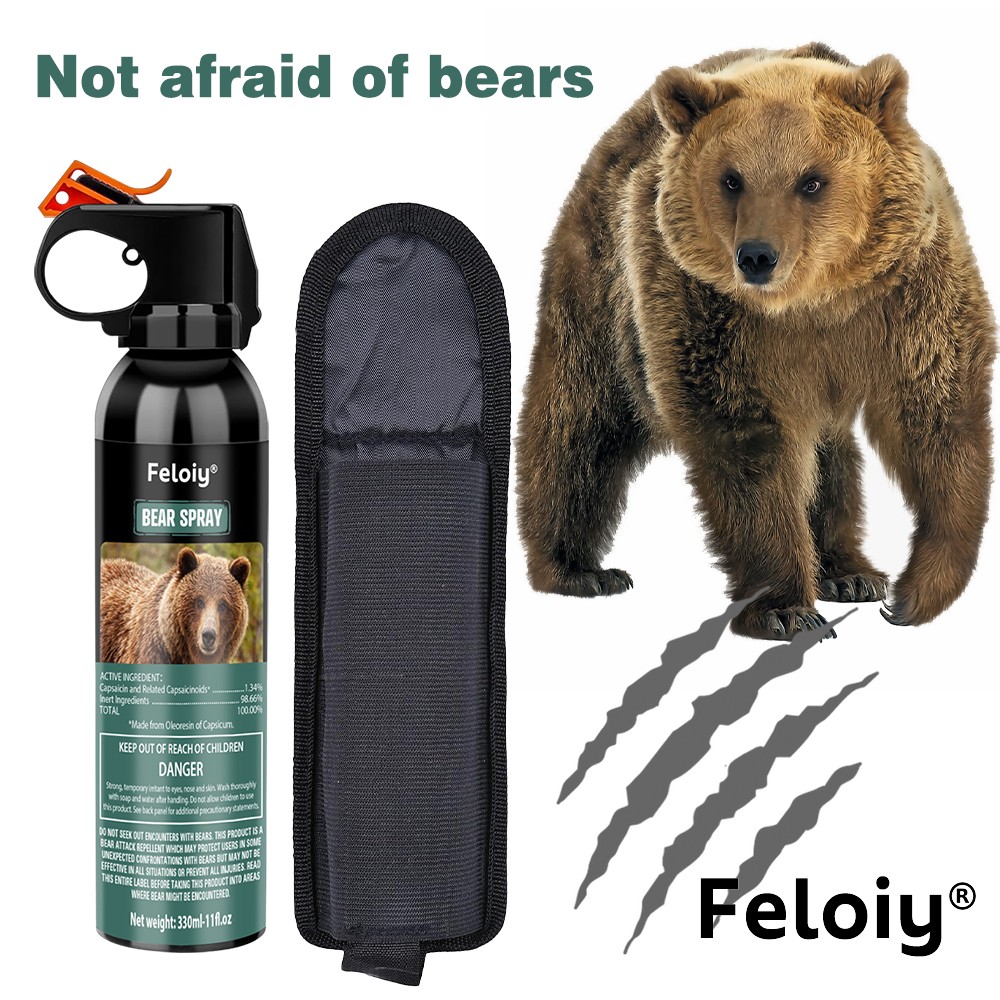 Feloiy ULTRA HOT BEAR Deterrent Repellent Spray 11oz w/ Holster ALL SPECIES