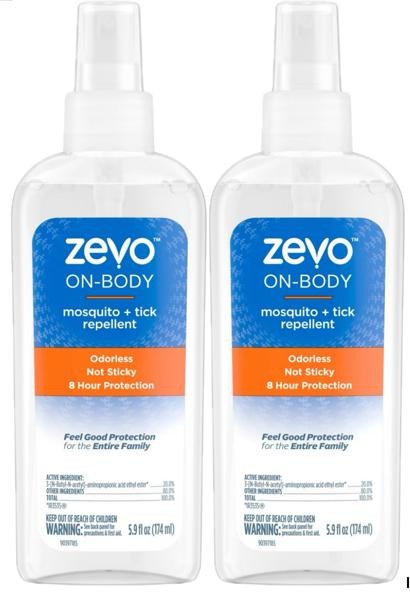 2 pk Zevo On Body Mosquito + Tick Repellent Pump Sprays – 5.9 fl oz: 8 Hour Prot