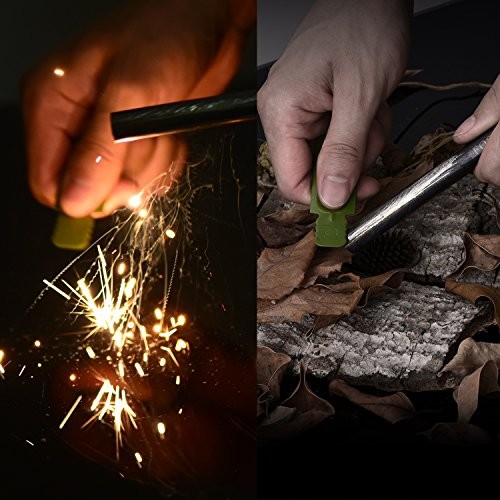 FOSTAR 2PCS Upgrade Ferro Rod Flint Fire Starter, 1/2 Inch X 5 Inch Thick Fire