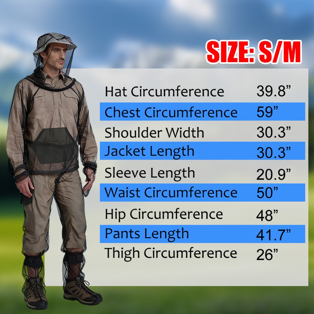 Anti Mosquito Netting Suit Breathable Protection for Hunting Fishing Men Women
