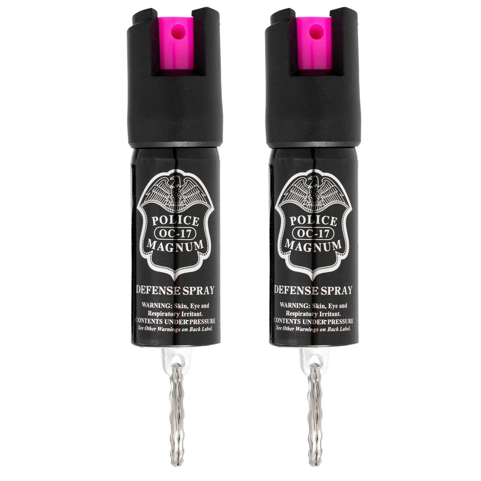 2 Pack Police Magnum Hot Pink pepper Spray Key ring .50oz self defense For Women