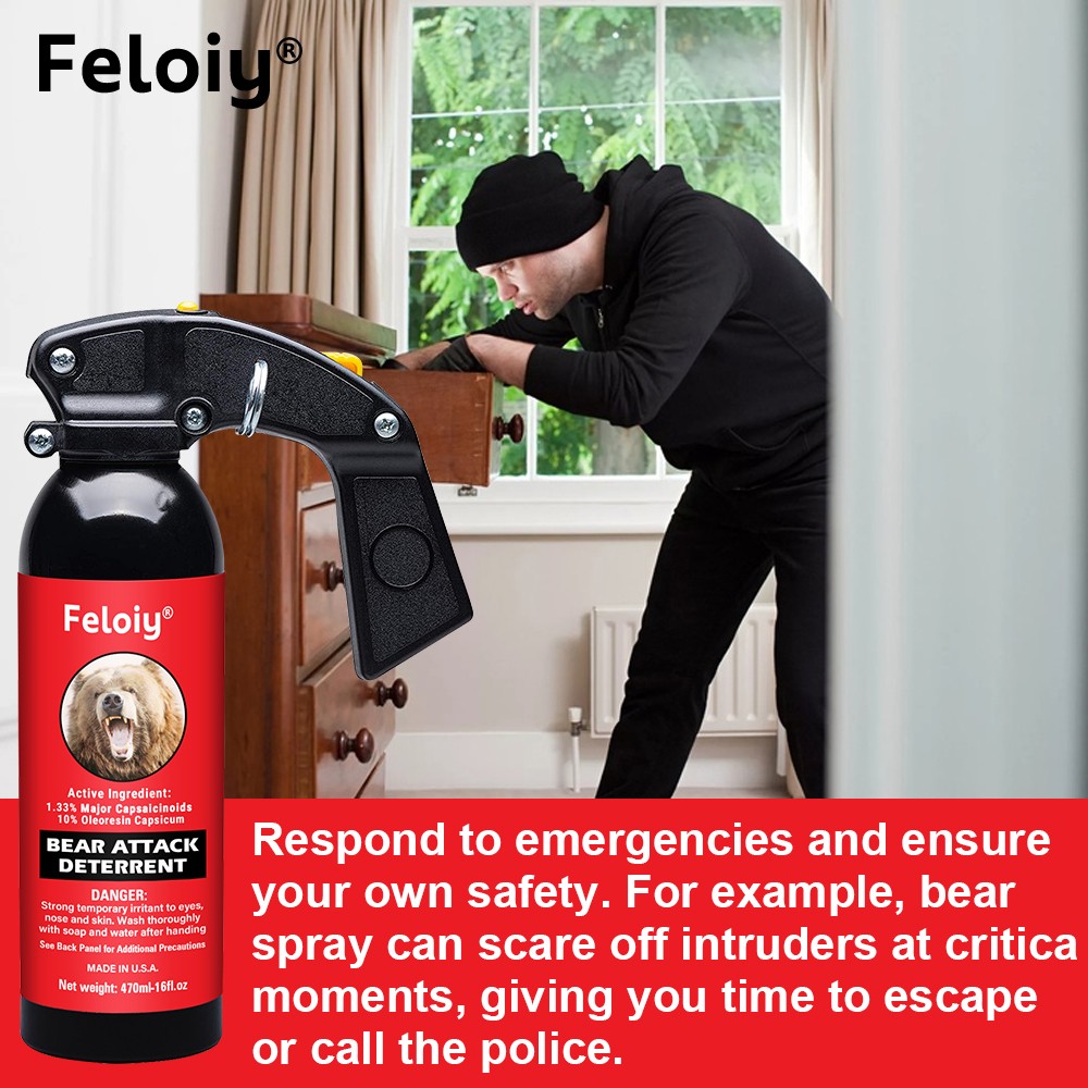 Feloiy 35 Feet BEAR Deterrent Repellent Spray 16 oz GLOW CAP CAMPING HIKING