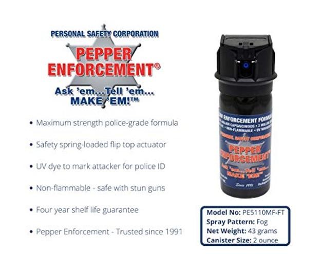 2 oz. Fog Pepper Spray for Self Defense with Tactical Belt Loop Holster –