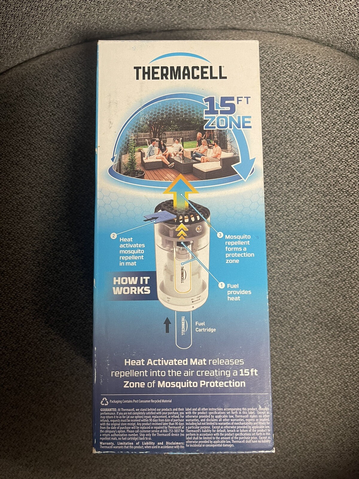 Thermacell Mosquito Repellent Patio Shield Blue 15 Ft Zone Scent Free No Spray✅