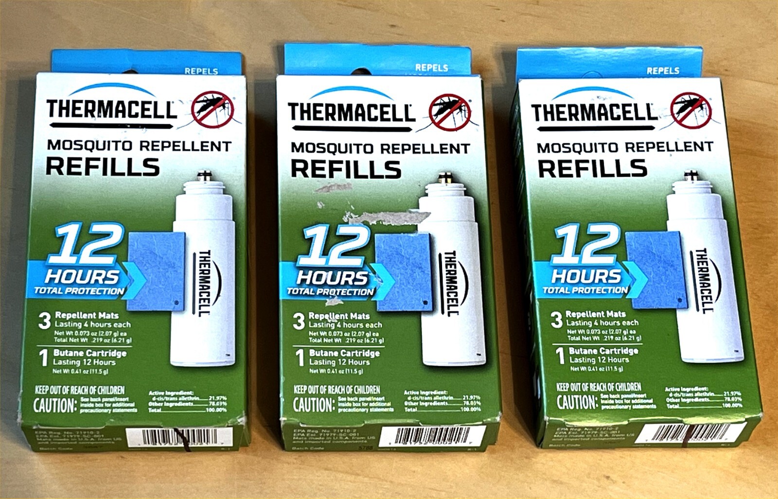 3 Pack Thermacell R-1 Mosquito Repellent 12 Hour Refills: EPA Reg # 71910-2