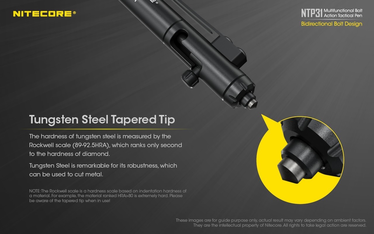 NITECORE NTP31 Bolt Action Aluminum Alloy Tactical Pen W/ Tungsten Glass Breaker