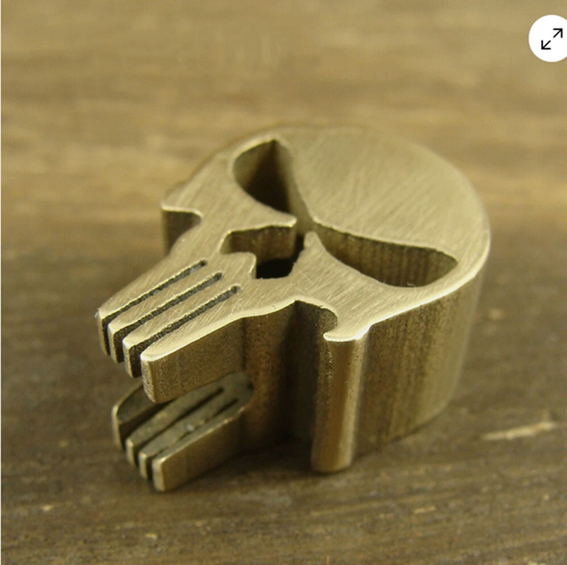 Solid Brass ” Skull ” knife lanyard bead paracord beads hand made LH080