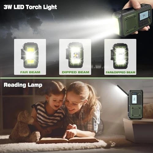 Crank Emergency Radio, Weather Radios, Solar Radios with Hand Crank green