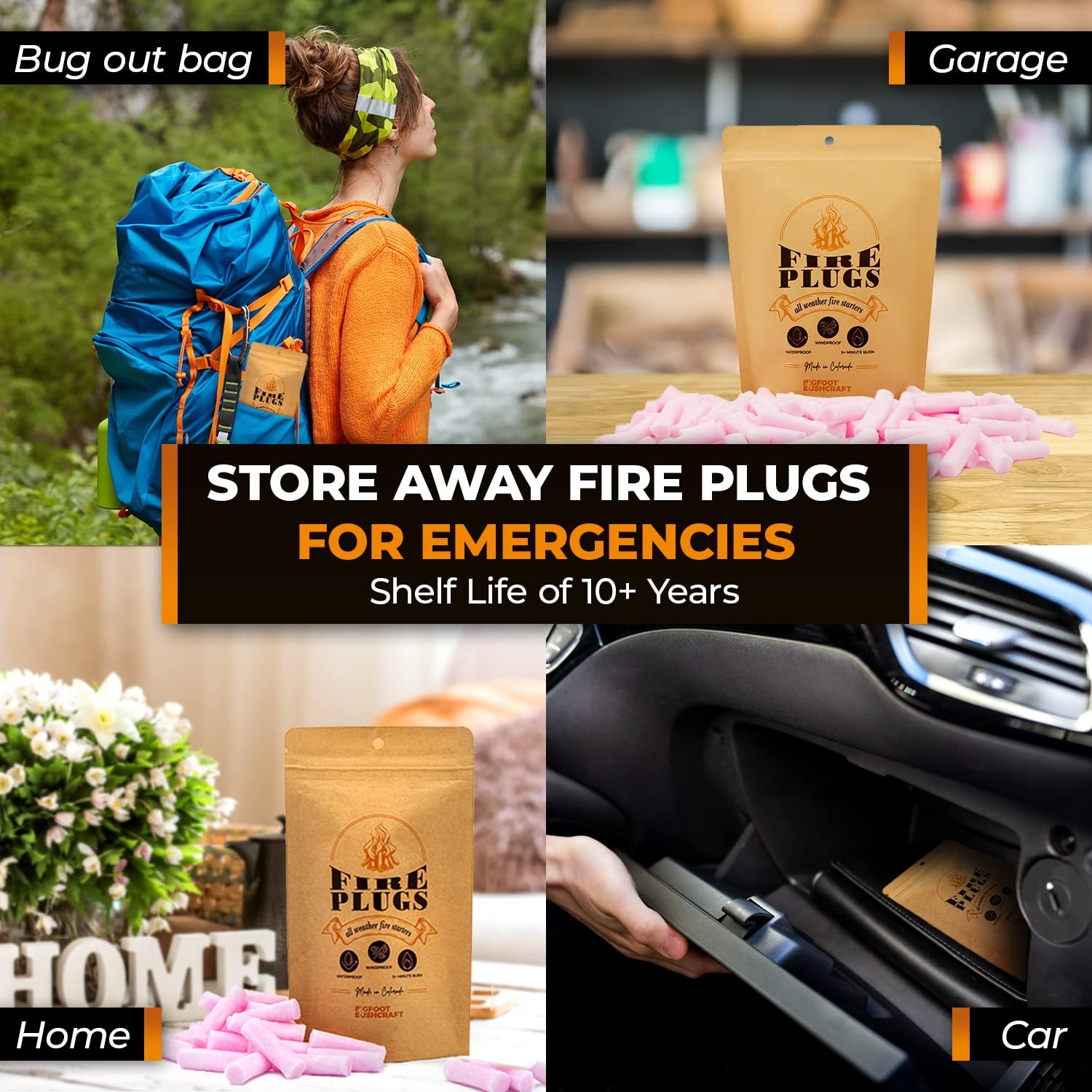 Nontoxic Waterproof Fire Starters With 5+ Minute Burn For Emergencies Survival C
