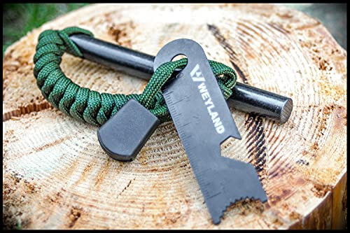 2PK 5 x 1/2″ FERRO ROD Fire Starter Survival Striker Flint + Emergency Paracord