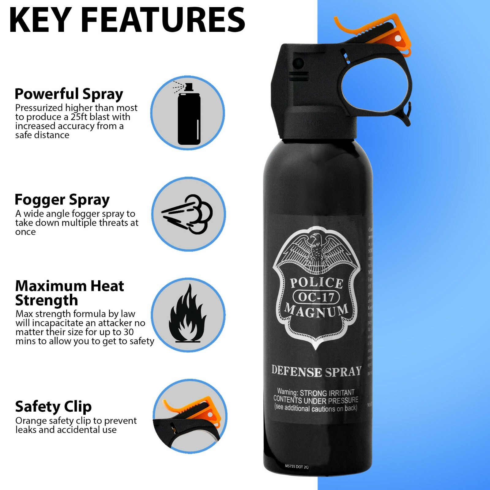 Police Magnum pepper spray 7 oz Fire Master Fogger Defense Security Protection
