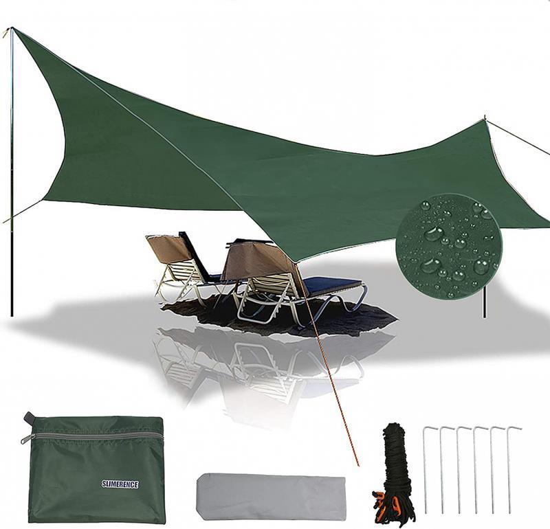 None Brand Pumoes Tent Tarp Waterproof Camping Tarp,Picnic Mat Sunshade Green