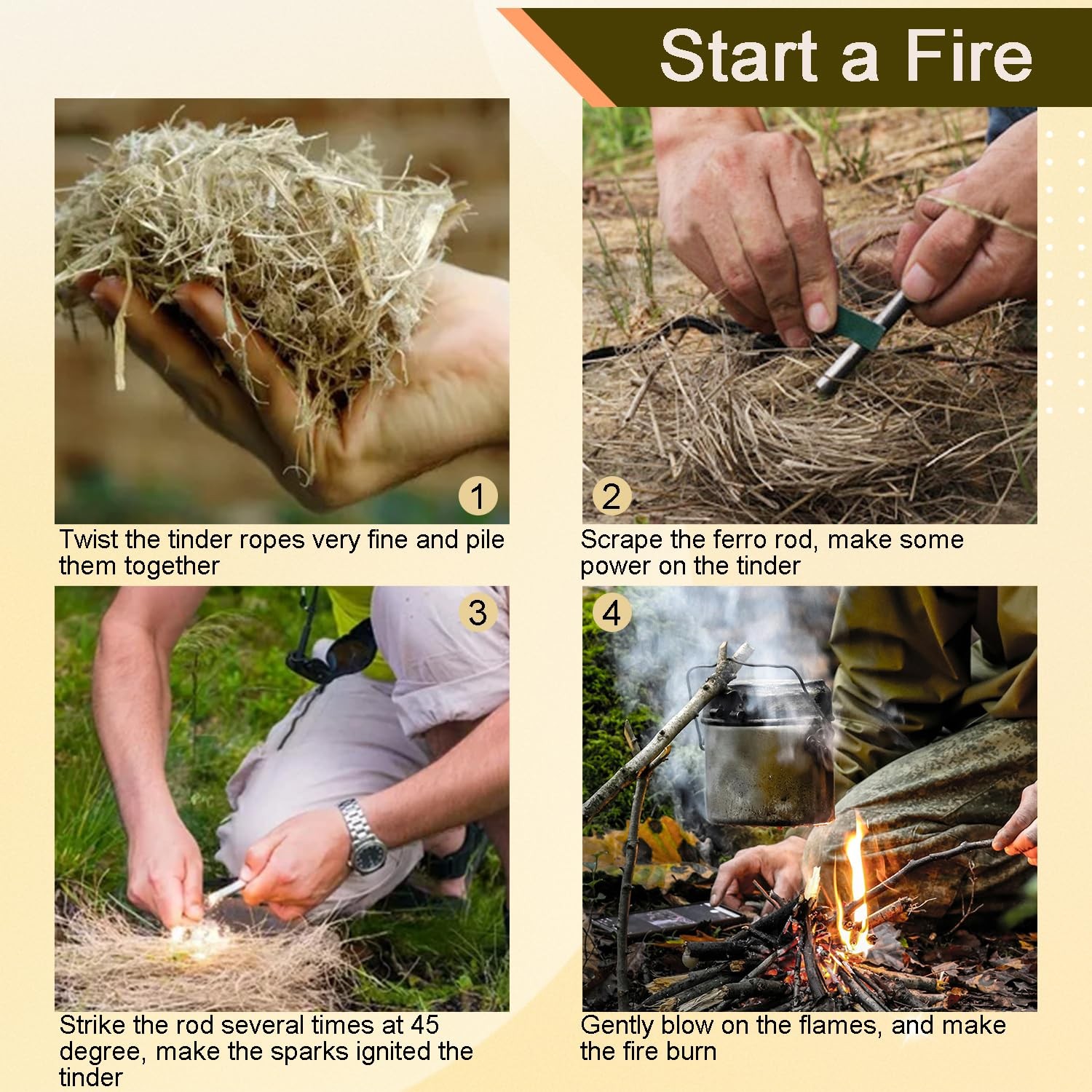 1 Pack Ferrocerium Rod Fire Steel,1/2×6 Inch Ferro Rod Fire Starter,Camping F…