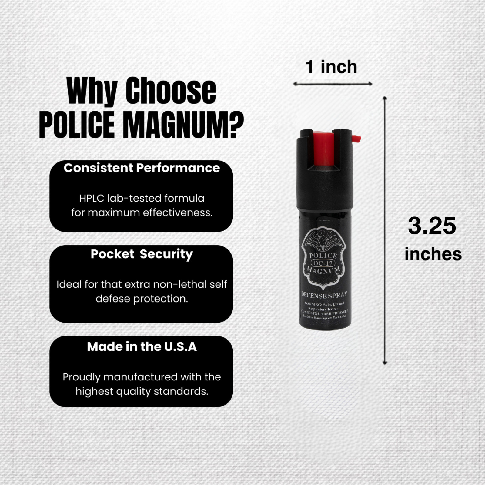 Lot of 6 Police Magnum pepper spray 1/2oz unit safety lock self defense security